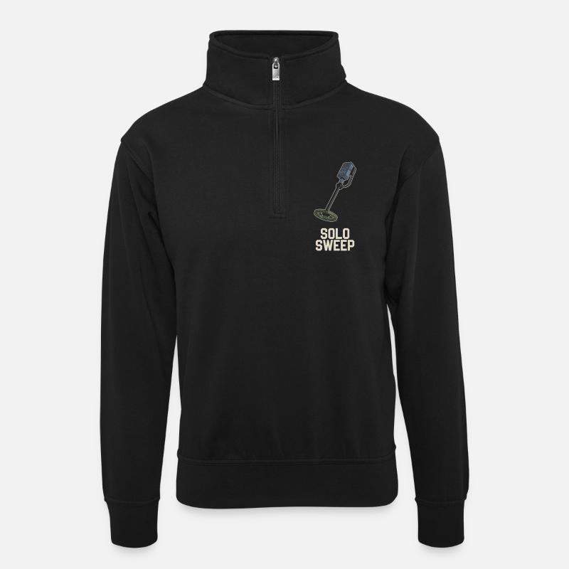 Introvertierter Metalldetektor-hobbyist - Unisex Pullover mit Zip-Kragen - Schwarz