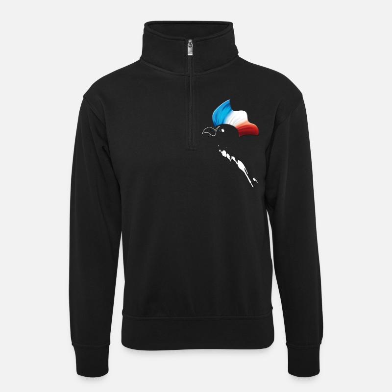 coq - Sweat col montant zippé unisexe - noir