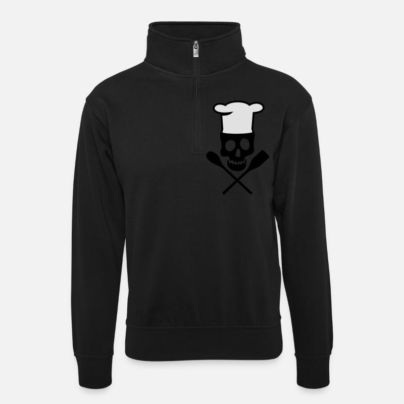 cook - Unisex sweater with zip collar - black