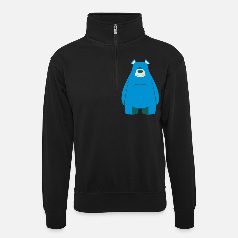 blue bear - Unisex Pullover mit Zip-Kragen - Schwarz