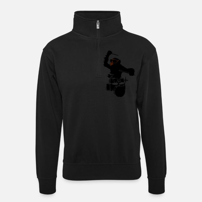 music monkey - Unisex sweater with zip collar - black