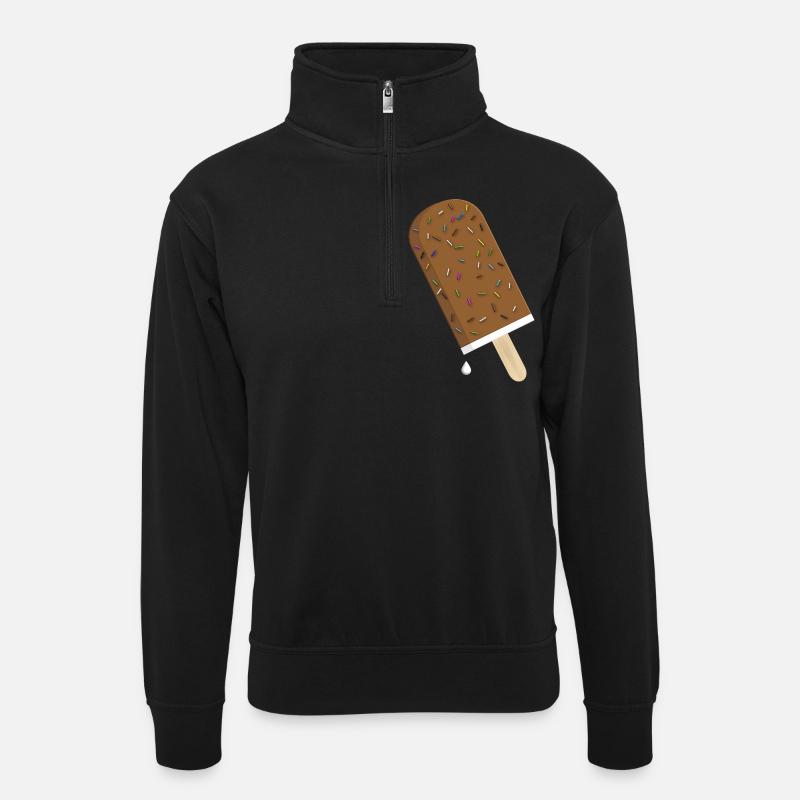 Ice lolly chocolate with crumble - Unisex sweater with zip collar - black