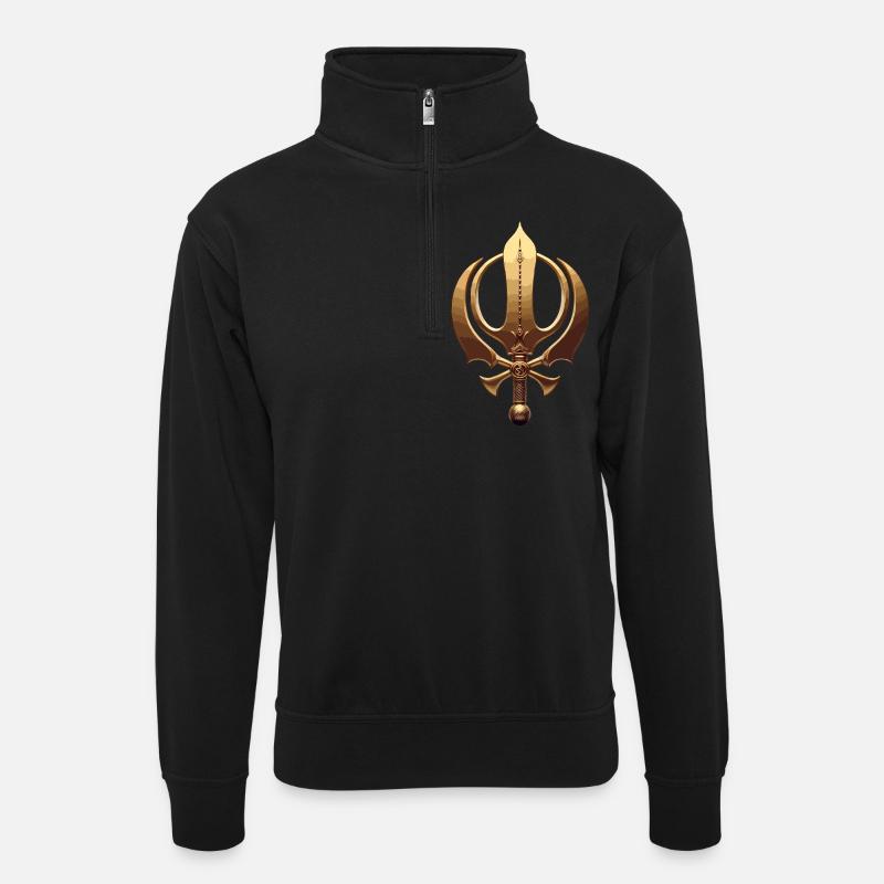 Khanda Sikh - Sweat col montant zippé unisexe - noir