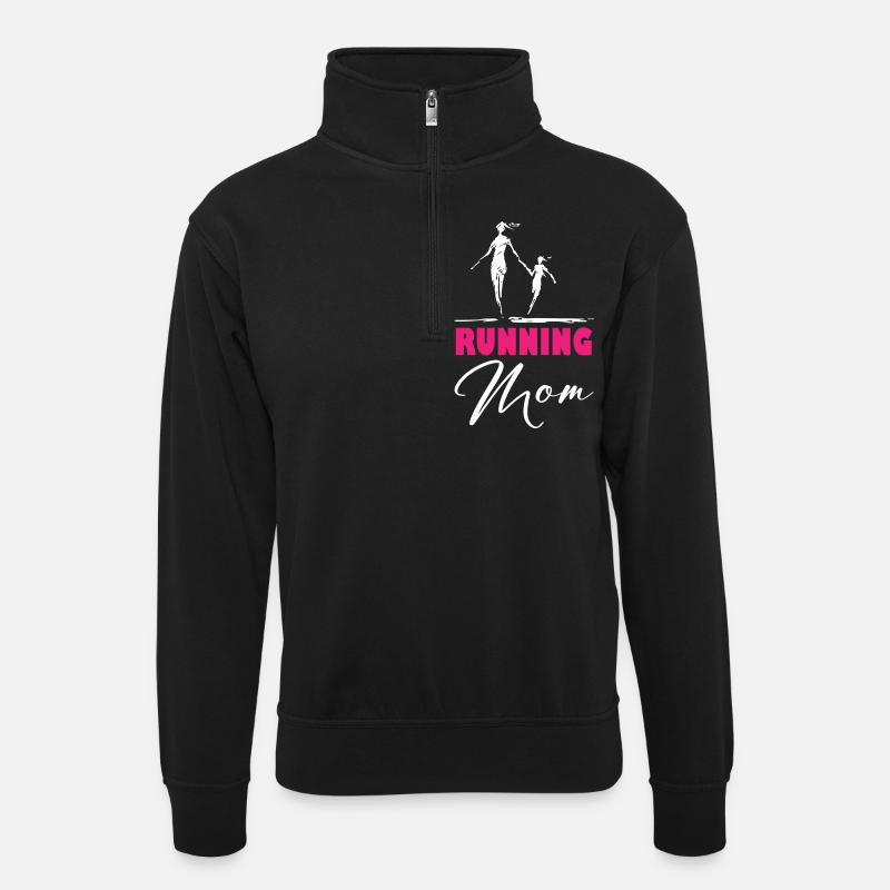 Running Mom - Unisex sweater with zip collar - black