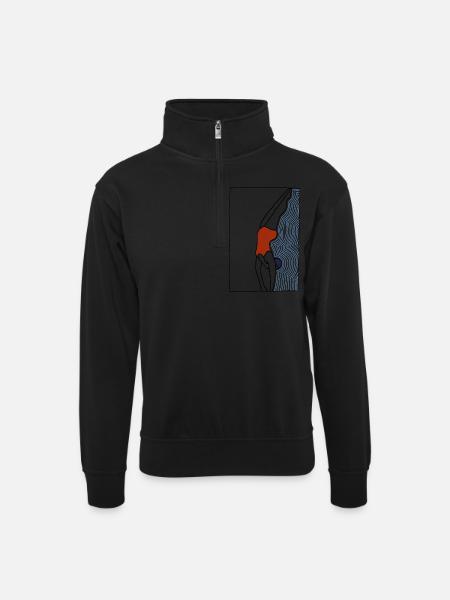 Bywatchred - Unisex sweater with zip collar - black