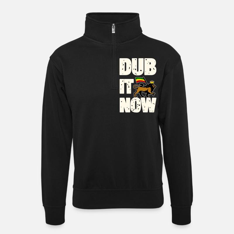Dub It Now Lion - Unisex sweater with zip collar - black