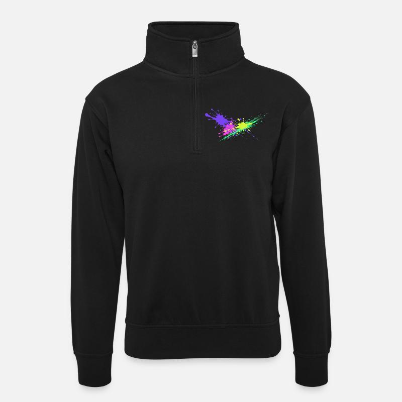 Paint Birthday Gift Painting - Unisex sweater with zip collar - black