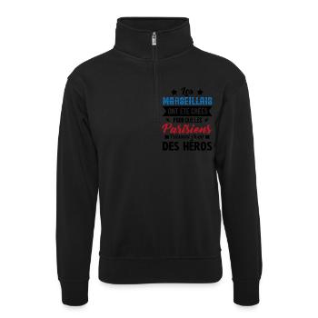 Marseillais Humour Anti Parisien Cadeau Marseille - Sweat col montant zippé unisexe - noir - Devant