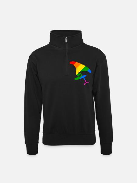 LGBTQ Pride Wingsurfing Design Gift - Unisex sweater with zip collar - black