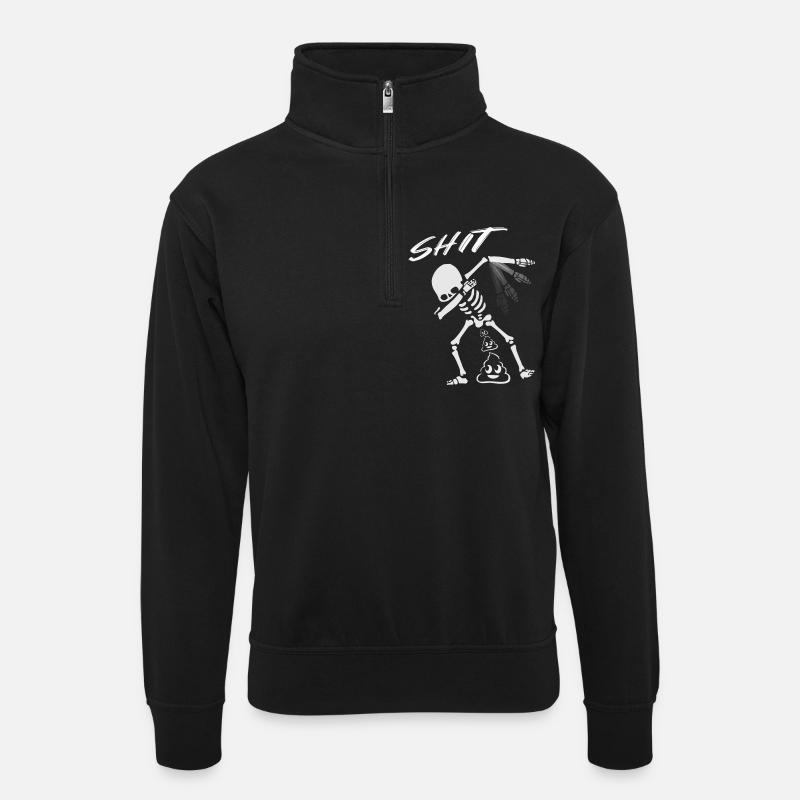 Squelette drôle - Sweat col montant zippé unisexe - noir