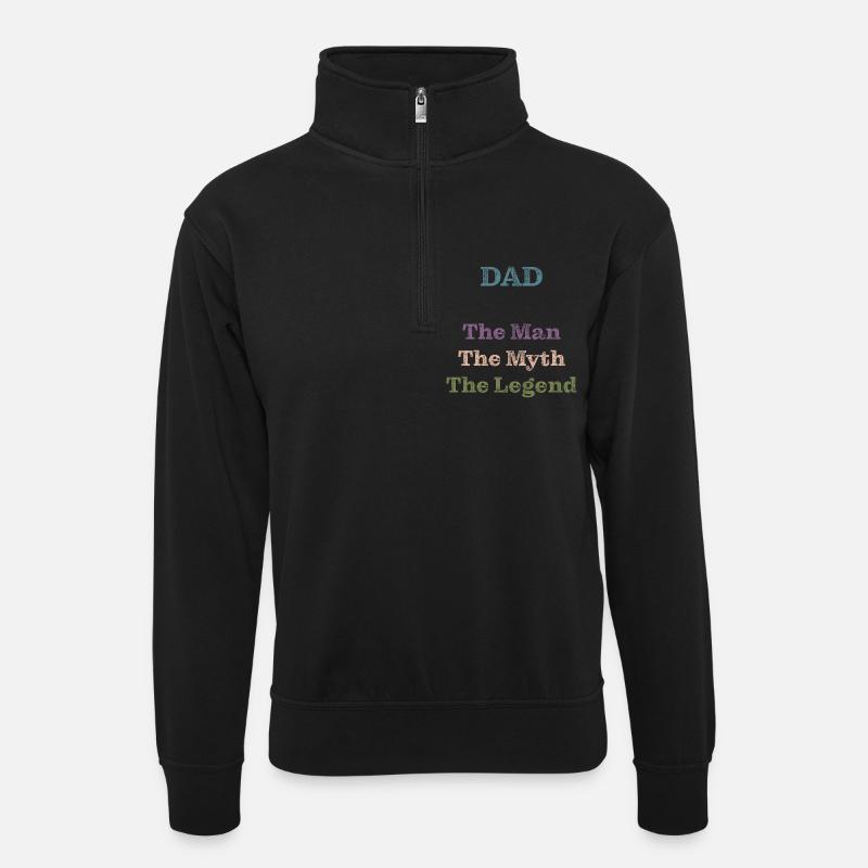 Papa The Legend Father's Day Gift - Unisex sweater with zip collar - black