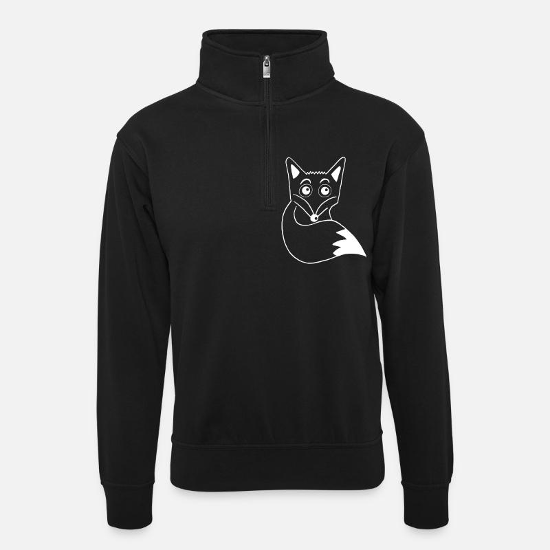 Renard blanc mignon - Sweat col montant zippé unisexe - noir