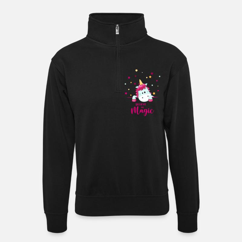 Unicorn Magic - Unisex sweater with zip collar - black