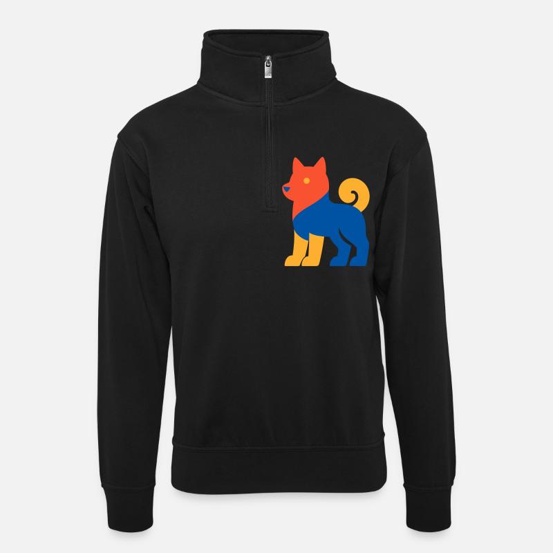 Pop Art Dog - Unisex Pullover mit Zip-Kragen - Schwarz