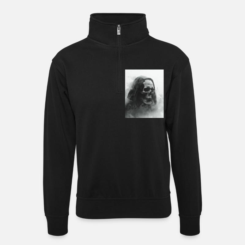 Crâne sombre dans le brouillard - Sweat col montant zippé unisexe - noir