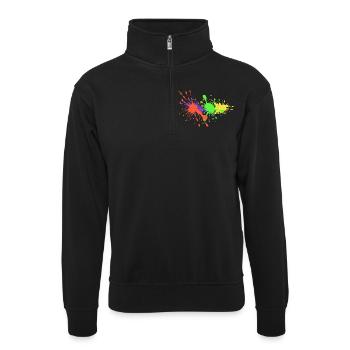Farbkleckse Design Künstler - Unisex Pullover mit Zip-Kragen - Schwarz - Vorne