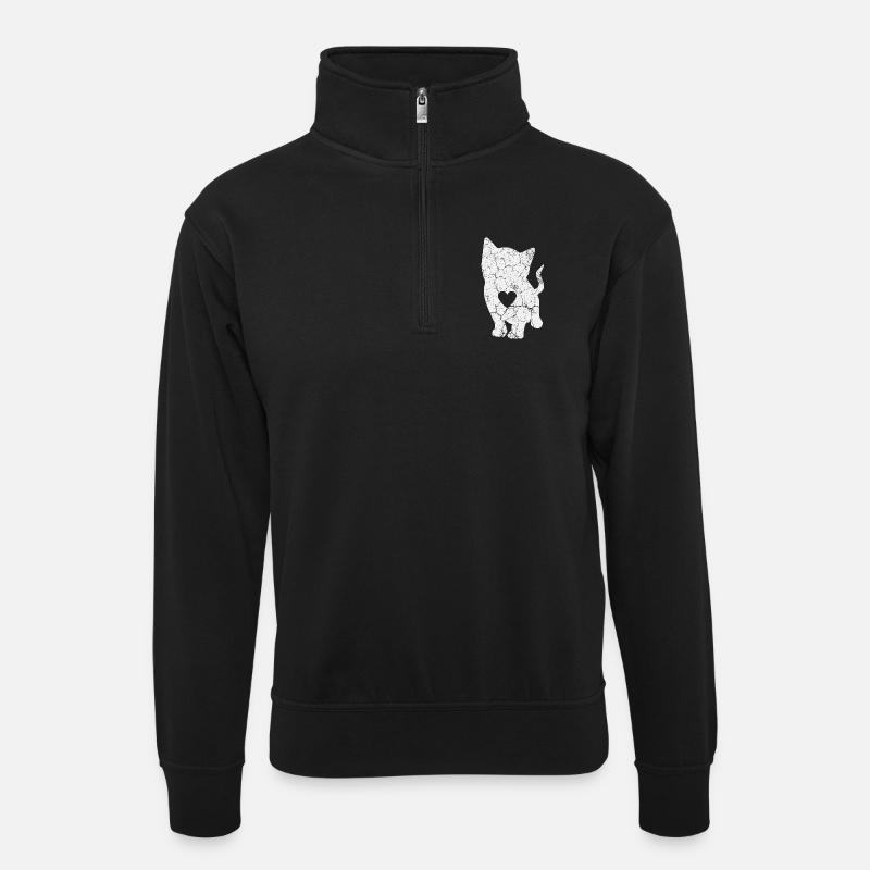 Cat Cats - Unisex sweater with zip collar - black
