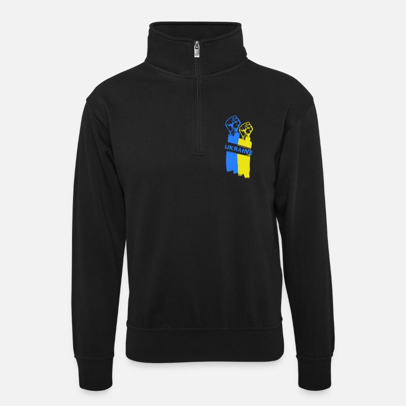 Sieg der Ukraine - Unisex Pullover mit Zip-Kragen - Schwarz