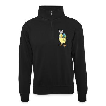 Oreilles de lapin de Pâques canard - Sweat col montant zippé unisexe - noir - Devant