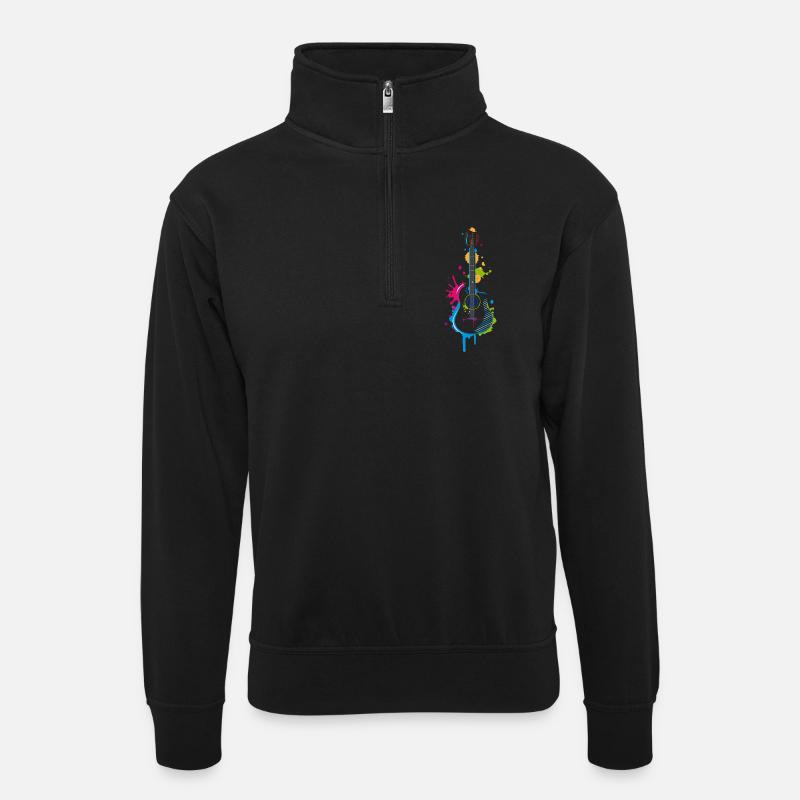 Graffiti guitar - Unisex sweater with zip collar - black