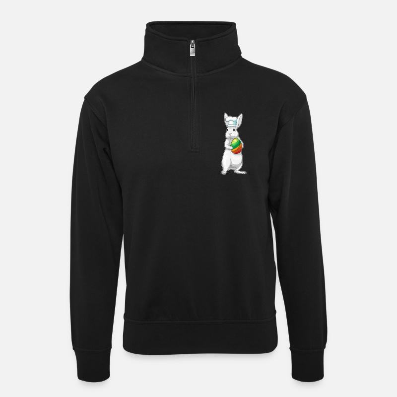 Bunny Easter Cooking - Unisex sweater with zip collar - black