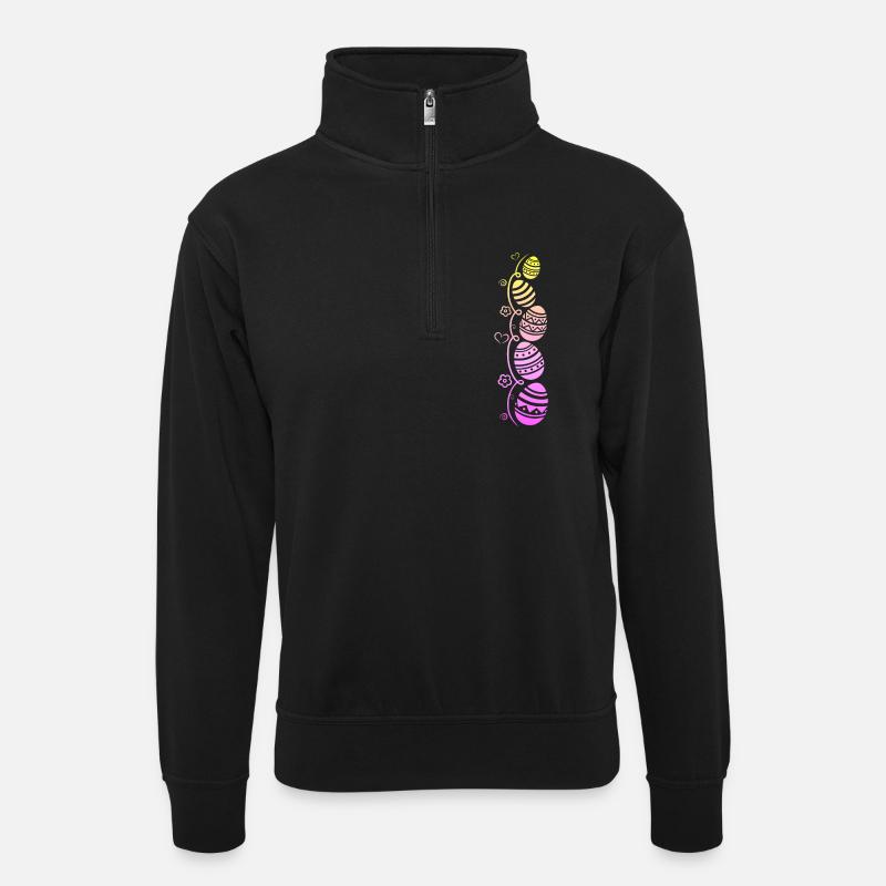 Bunte Ostereier zu Ostern - Unisex Pullover mit Zip-Kragen - Schwarz