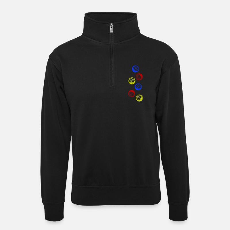Volleyball Bunt - Unisex Pullover mit Zip-Kragen - Schwarz