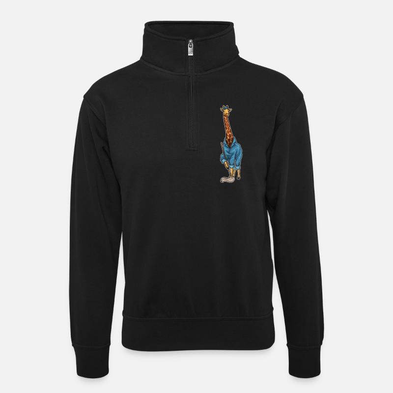 Giraffe Cleaner Mop - Unisex sweater with zip collar - black