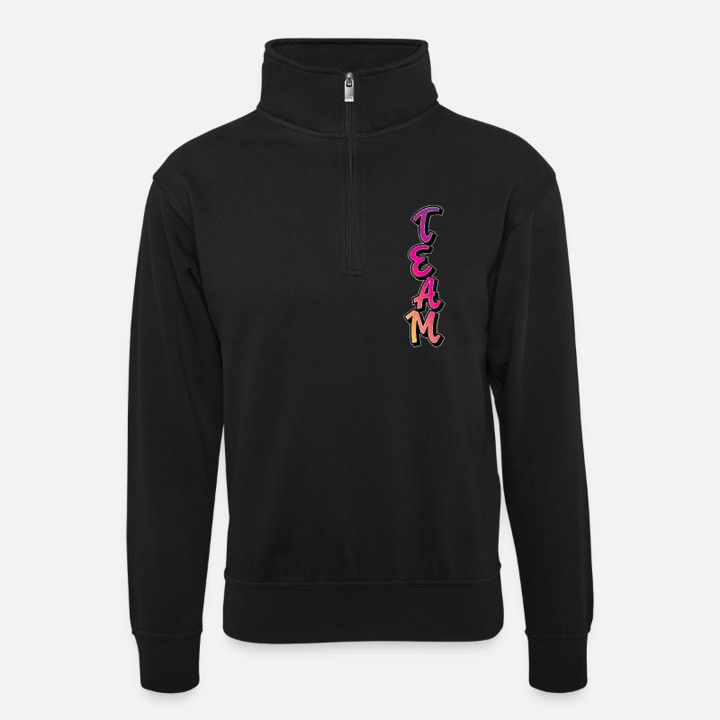 Team - Unisex Pullover mit Zip-Kragen - Schwarz