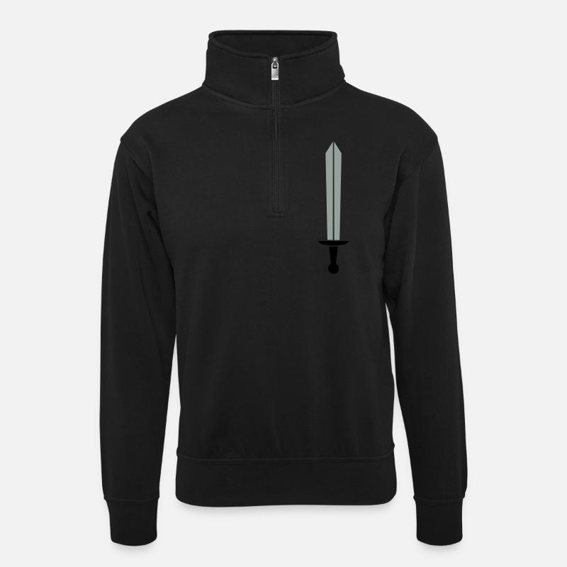 bichrome sword - Unisex sweater with zip collar - black