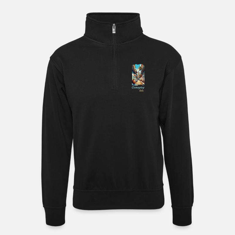 Camagüey Kuba Städtereisen Design - Unisex Pullover mit Zip-Kragen - Schwarz