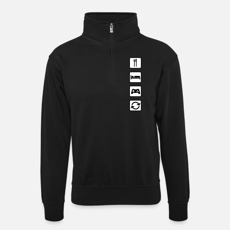 Eat Sleep Game Repeat - Sweat col montant zippé unisexe - noir