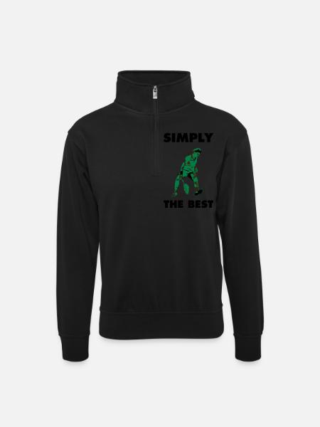 SIMPLY THE BEST - Unisex sweater with zip collar - black