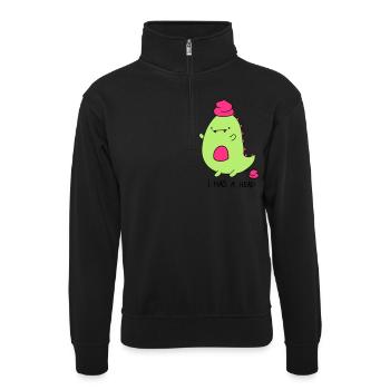 Dinosaure - Sweat col montant zippé unisexe - noir - Devant