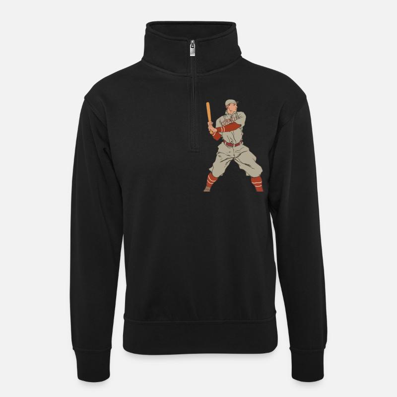 Baseball - Unisex Pullover mit Zip-Kragen - Schwarz