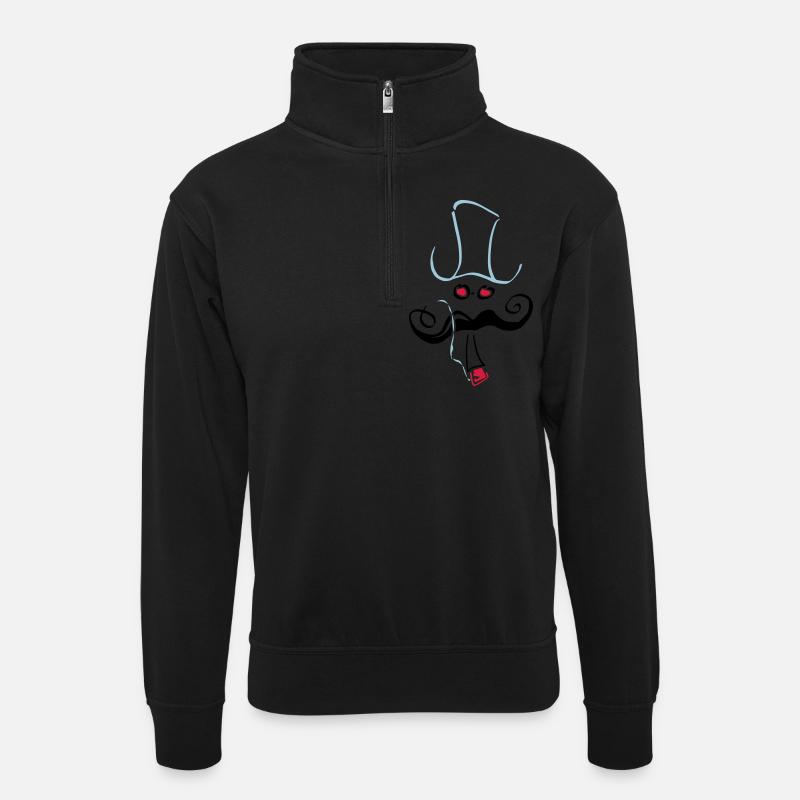 hipster_13.ai - Unisex Pullover mit Zip-Kragen - Schwarz