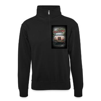 Handyhuelle Auto Geländewagen Offroad Geschenk - Unisex Pullover mit Zip-Kragen - Schwarz - Vorne