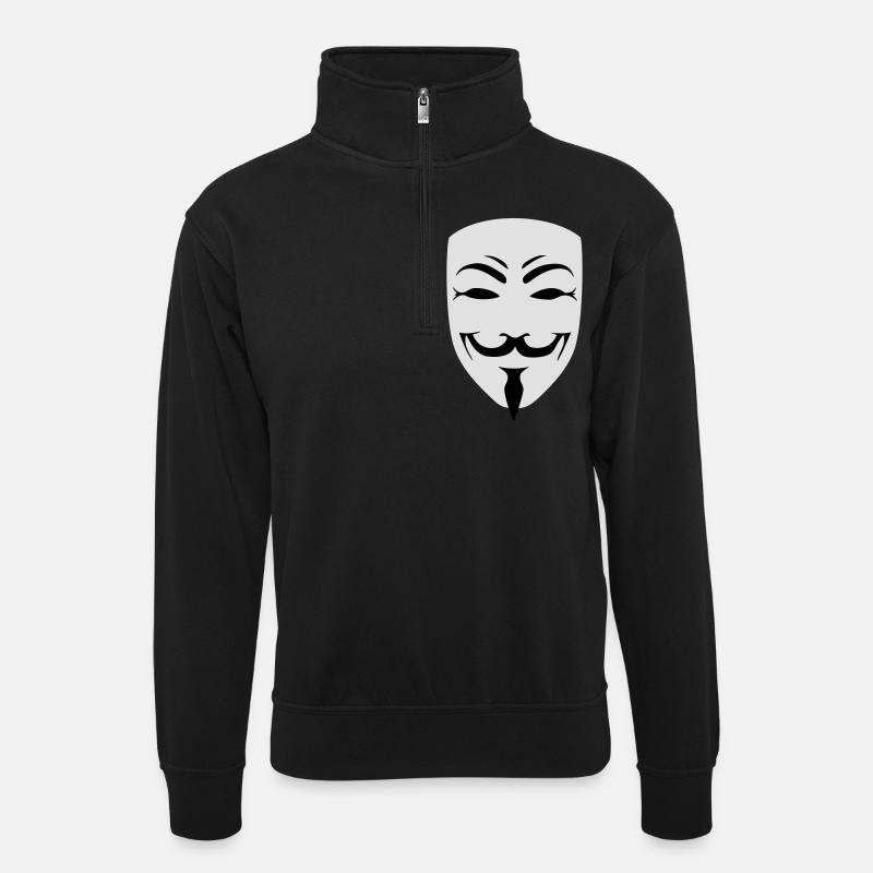 anonymous masque hacker - Sweat col montant zippé unisexe - noir