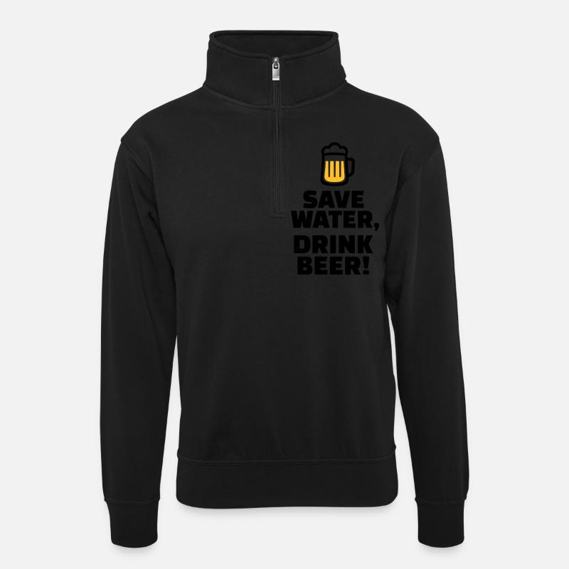 Save Water Drink Beer - Unisex sweater with zip collar - black