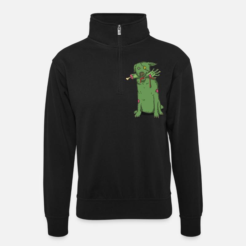 süßer Zombiehund - Unisex Pullover mit Zip-Kragen - Schwarz