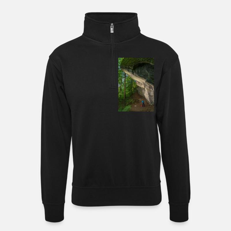 Weser Leine Bergland Kletterer - Sweat col montant zippé unisexe - noir