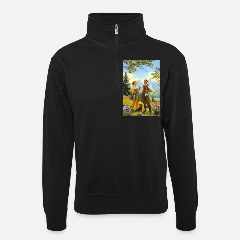 Gipfeltrinker 2.0 - Unisex Pullover mit Zip-Kragen - Schwarz
