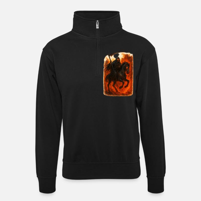 Tod - Unisex Pullover mit Zip-Kragen - Schwarz