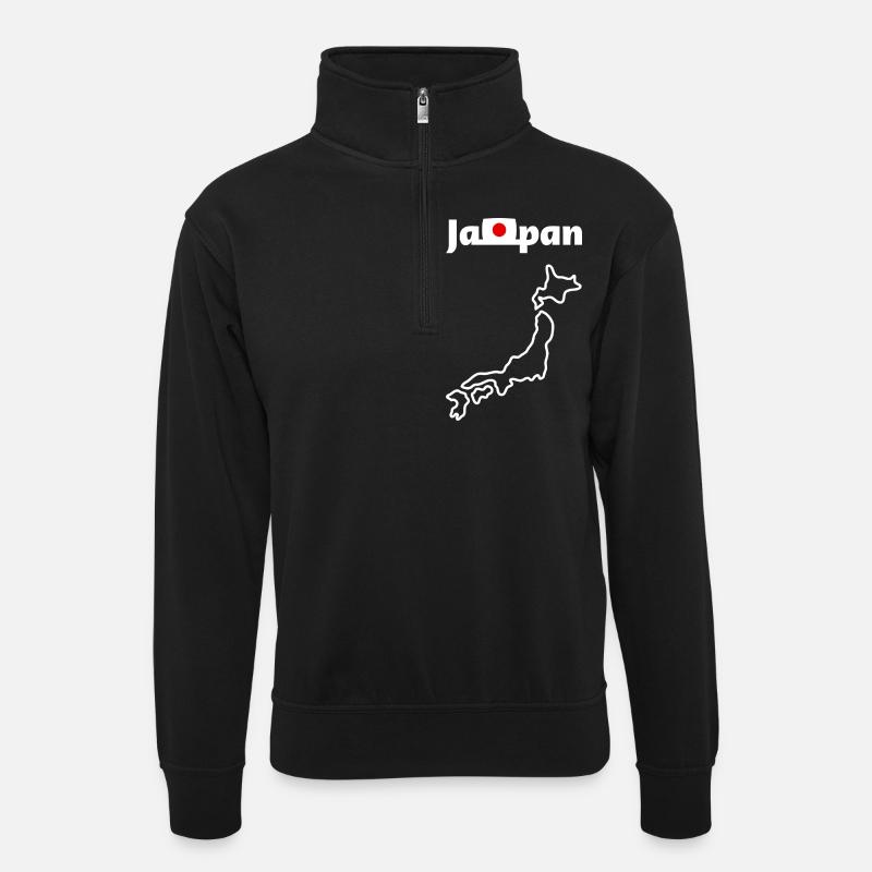 Japan - Unisex Pullover mit Zip-Kragen - Schwarz