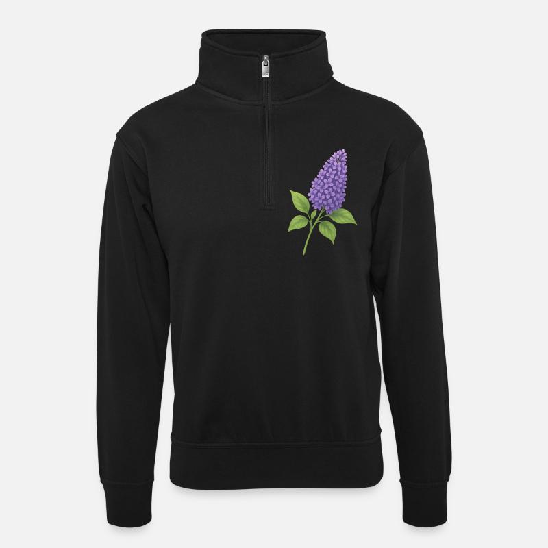 Lilac blossom – delicate spring splendour - Unisex sweater with zip collar - black