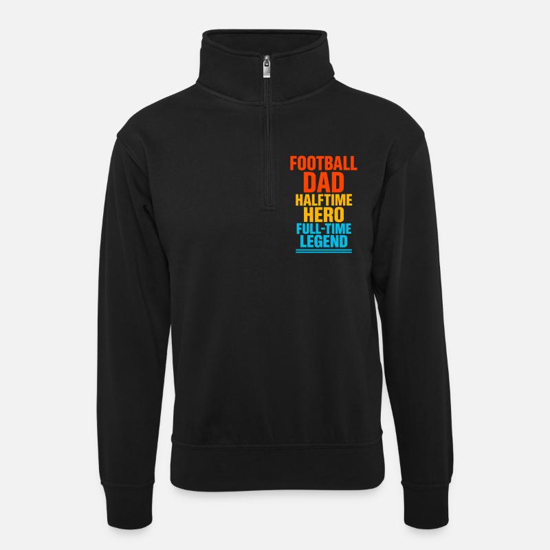FUSSBALL-VATER - Unisex Pullover mit Zip-Kragen - Schwarz