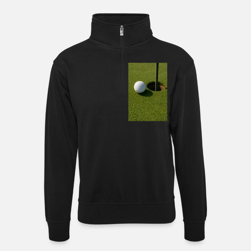 Sport - Golf - Unisex Pullover mit Zip-Kragen - Schwarz