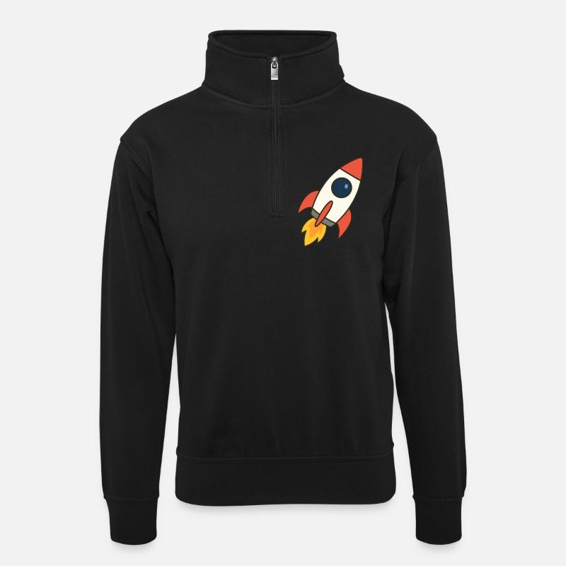 flying rocket - Unisex sweater with zip collar - black
