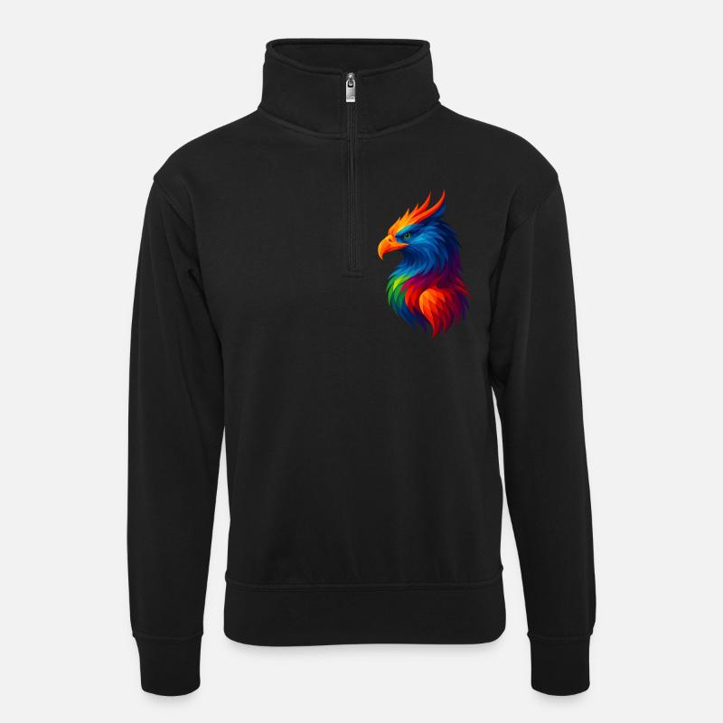 WPAP Stil Polygon Tiere - Greiff - Unisex Pullover mit Zip-Kragen - Schwarz