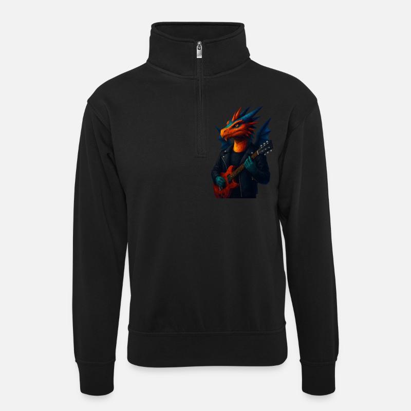 WPAP Style Animals - Guitariste Dragon - Sweat col montant zippé unisexe - noir